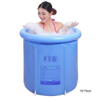 Big Size 75*75cm PVC Plastic Folding Bath Bucket Inflatable Bathtub For Adults