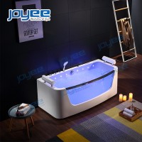 JOYEE New design indoor whirlpool bath tub acrylic massage bathtubs for 2 adults with pillow and led massage jets with glass