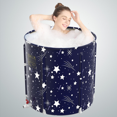 HOT Bluestar Pattern Bathtubs Foldable and Portable PVC Soaking Tub Hot Water